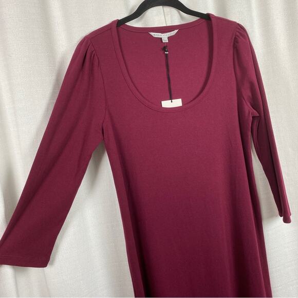 The Nines By Hatch Burgundy Ribbed Jersey Body Con Midi Dress Sz.L NWT - Picture 9 of 16